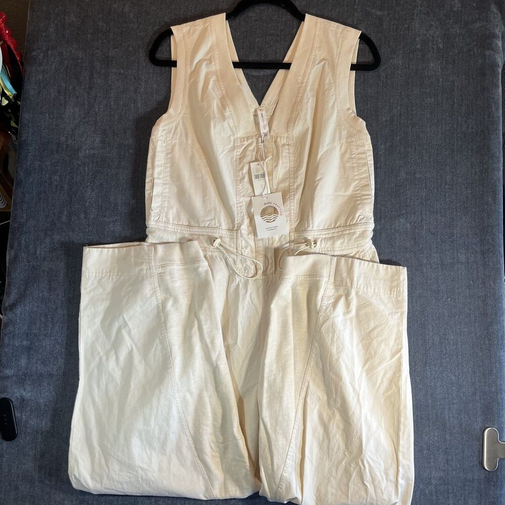 Daily Practice Anthropologie Soller Drawstring Jumpsuit Cream Women’s Small - Picture 14 of 16
